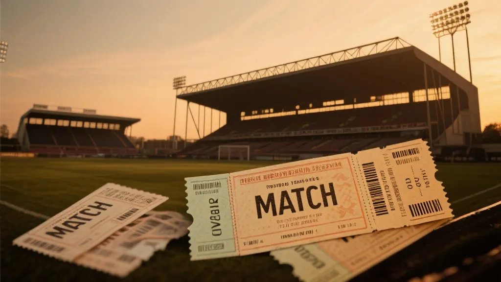 复古球票与现代球场剪影叠加，象征足球记忆的延续